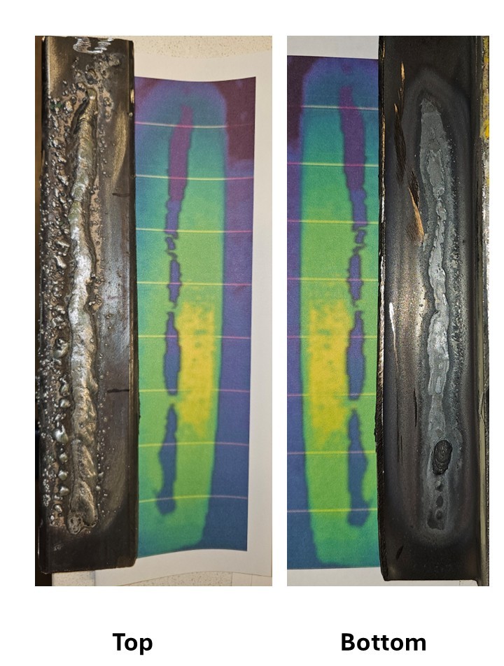 Weld comparison showing thermal signatures vs physical appearance